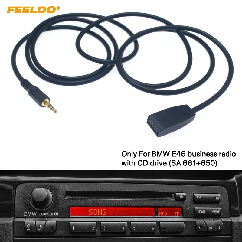 

FEELDO 1PC 3.5mm Male Jack AUX Input Cable Adapter Only For BMW E46 With Business CD Radio Headunit #AM6254