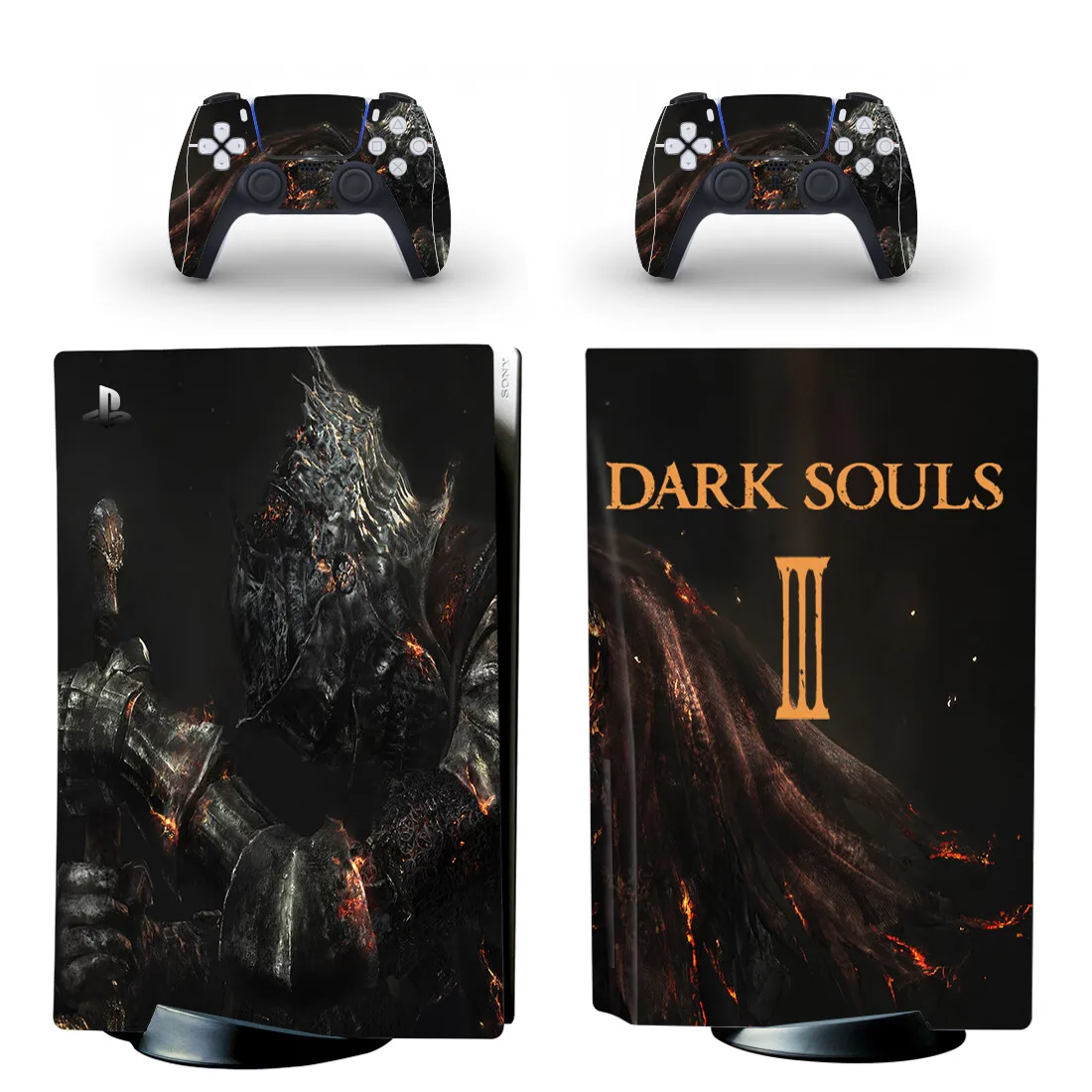 Dark Souls PS5 standardowa skórka naklejka naklejka na konsolę PlayStation 5 i 2 kontrolery PS5 Disk Skin Vinyl