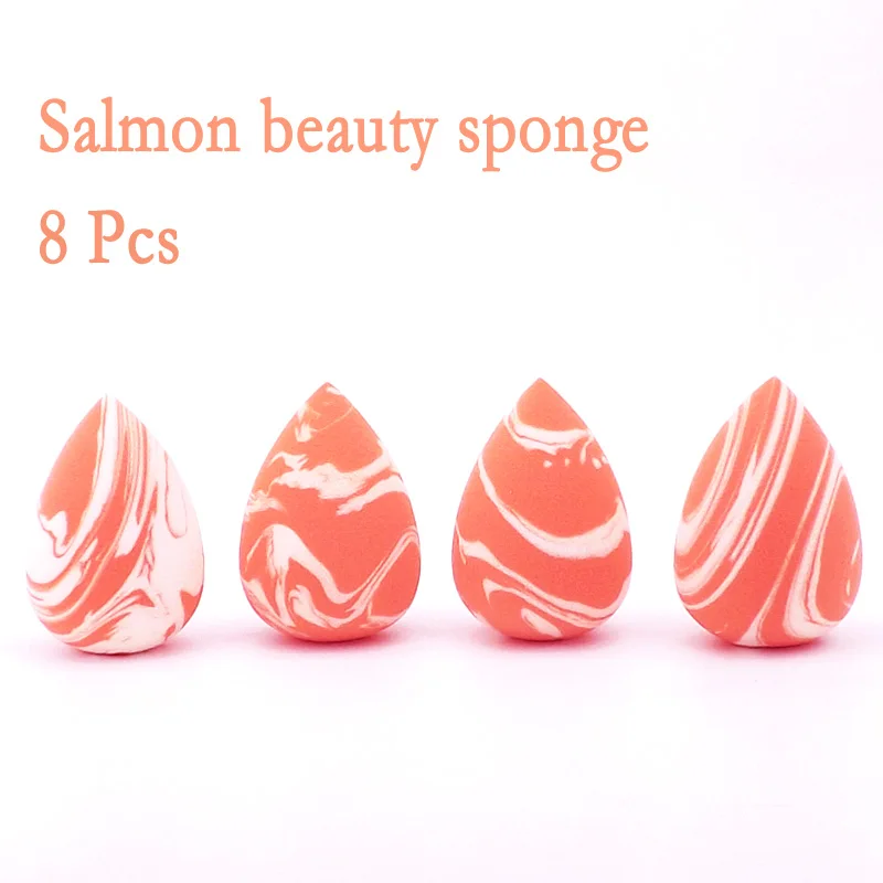 

8 Pcs New Salmon Mix Color Soft Makeup Sponge Face Beauty Cosmetic Powder Puff For Foundation Cream Concealer Make Up Blender