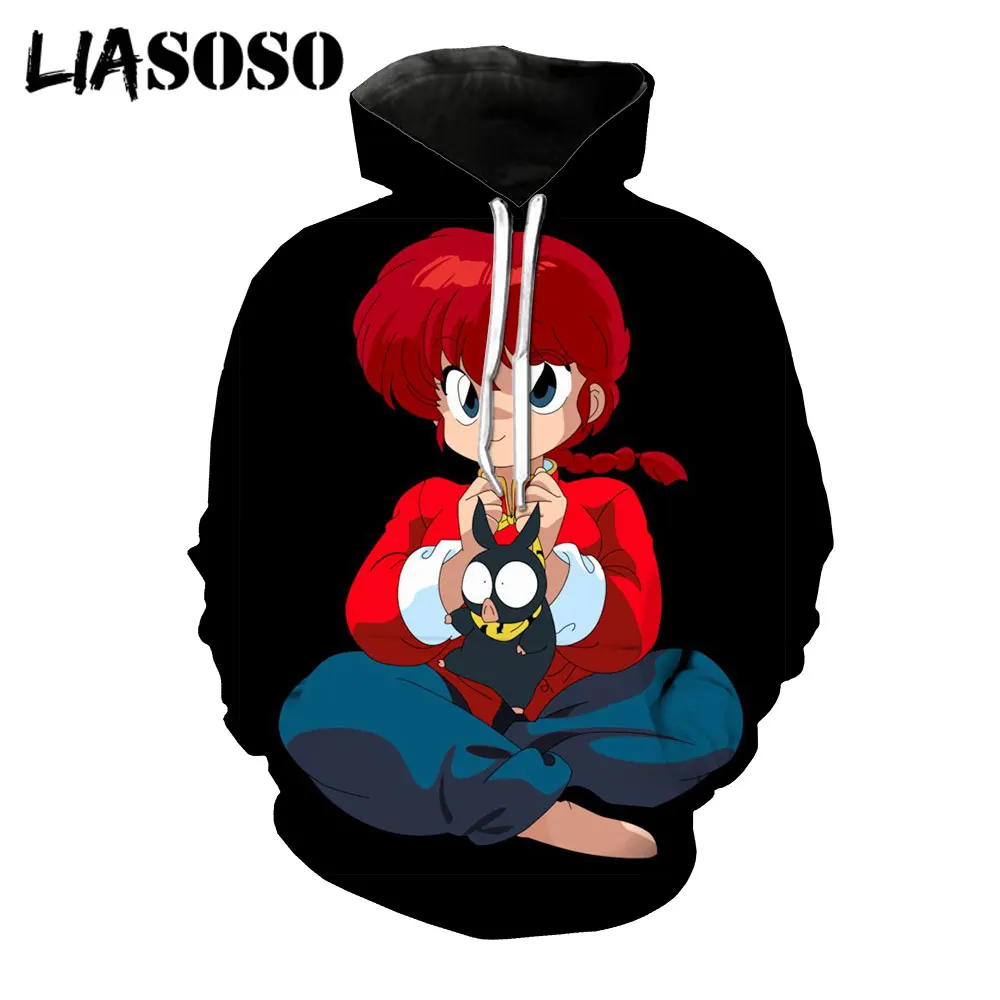 LIASOSO – sweat à capuche pour homme et femme, Streetwear, Harajuku, Fitness, décontracté, Kawaii Tendou Akane, dessin animé en 3D, 1/2