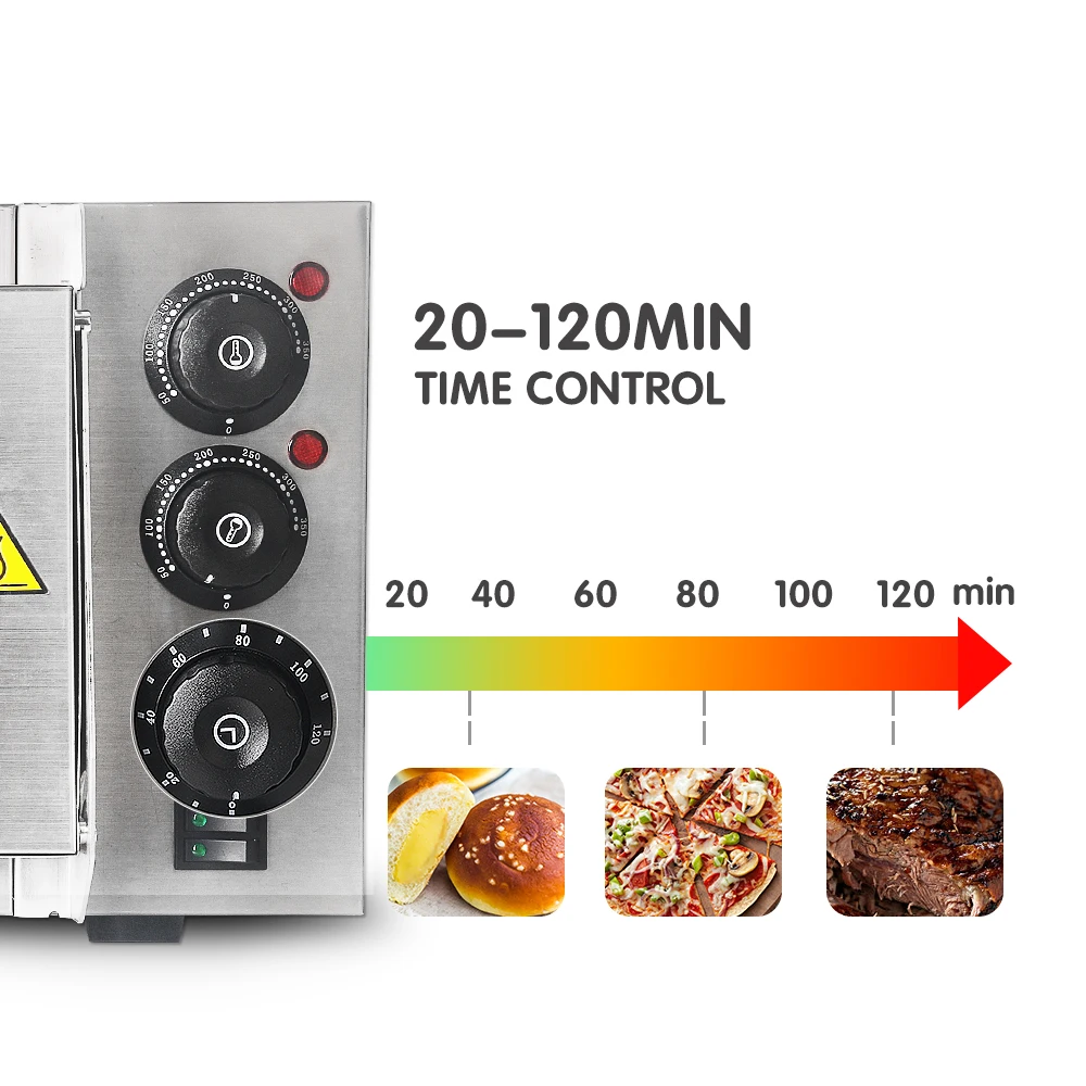 ITOP Electric Pizza Oven 2KW Commercial Single Layer Professional Baking Oven Machine Toaster With Timer Bread Maker