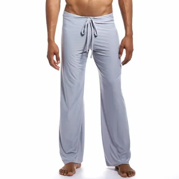 Mannen Volledige Lengte Broek Zijdeachtige Sexy Lange Onderbroek Dunne Losse Man Slaap Bodems Broek Homo Slijtage Ademend Casual Homewear