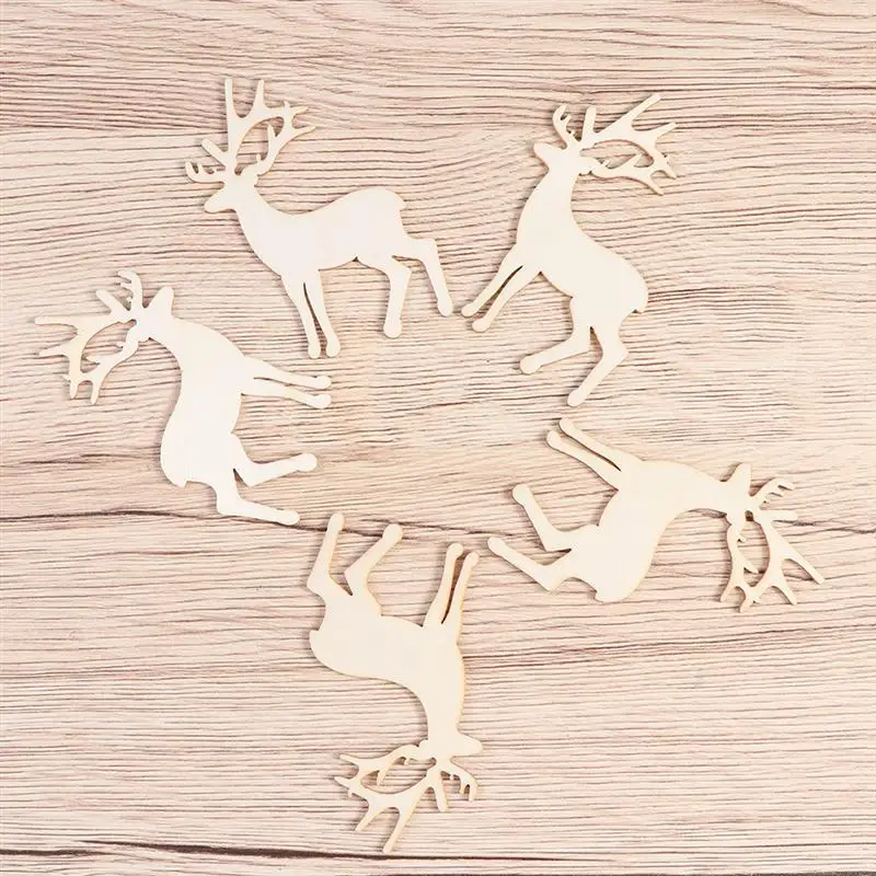Reindeer Reindeer Decorationation DIY Wood Deer Crafts Deer Graffit Wood Piece DIY Painting Slices Educational Wood Crafts
