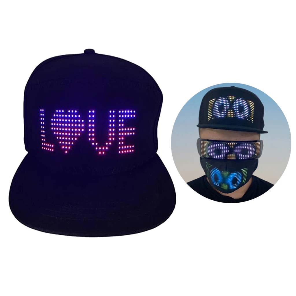 Fashion Luminous Flash LED Display Cap Changeable Hat for Hip-hop Club