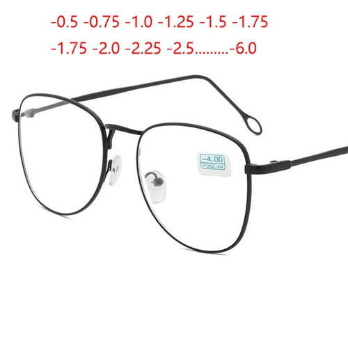 Imagen 1 del producto -1 -1.5 -2 -2.5 -3 -3.5 -4.0 Gafas para miopía terminadas Mujeres Hombres Marco de metal Gafas ovaladas para miopía Gafas graduadas