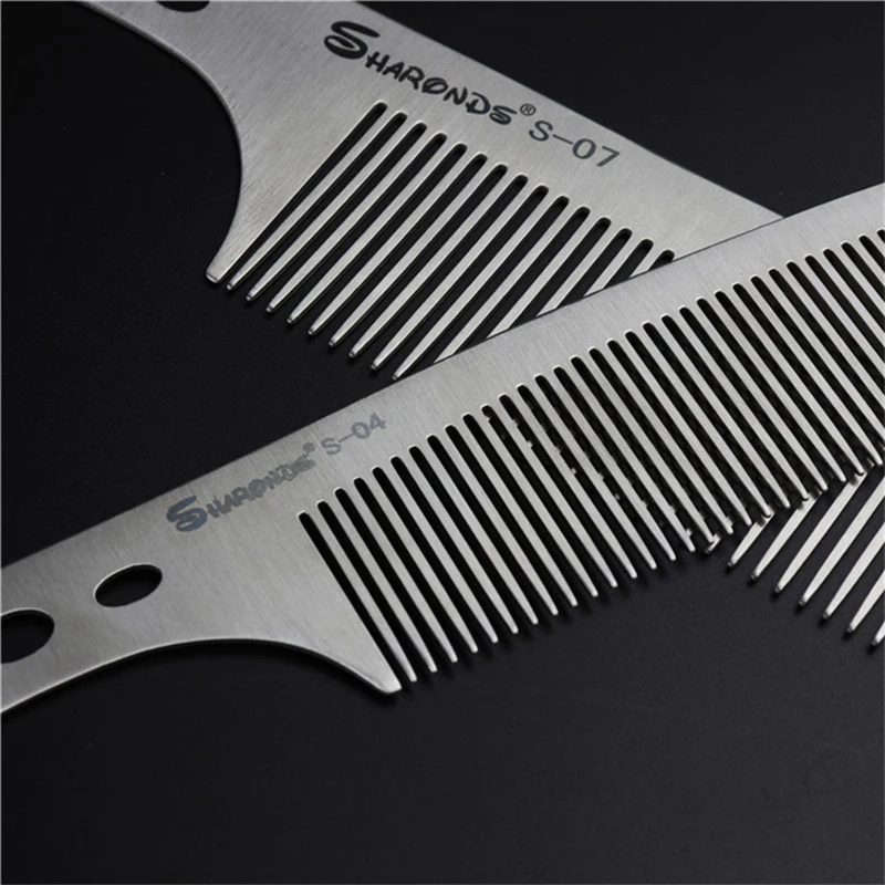 stainless steel comb professional ultra-thin metal hair cutting comb hairdressing steel comb flat head comb dedicated