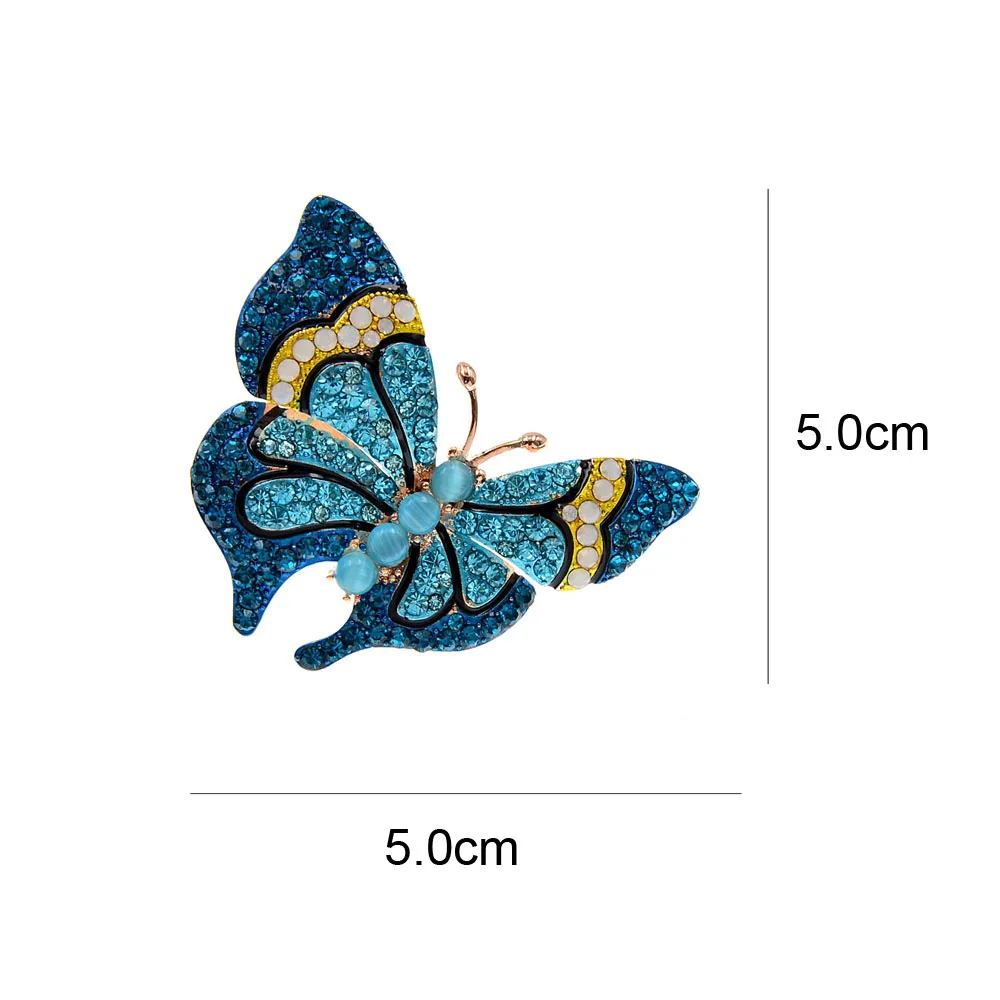 CINDY XIANG New Arrival Rhinestone Omber Color Blue Butterfly Brooches For Women Insect Pin Winter Design Fashion Jewelry 2020