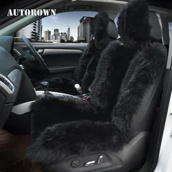 AUTOROWN 2PC Long Fur Sheepskin Car Seat Covers Autumn and Winter Interior Accessories Auto Seat Protector 2018 hot sale