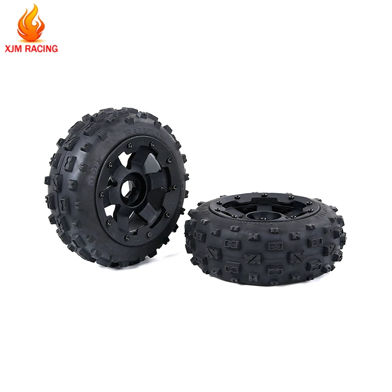 Front or Rear Knobby Tyres and Wheel Hub Set for 1/5 Hpi Rovan Km Baja 5b Rc Car Parts