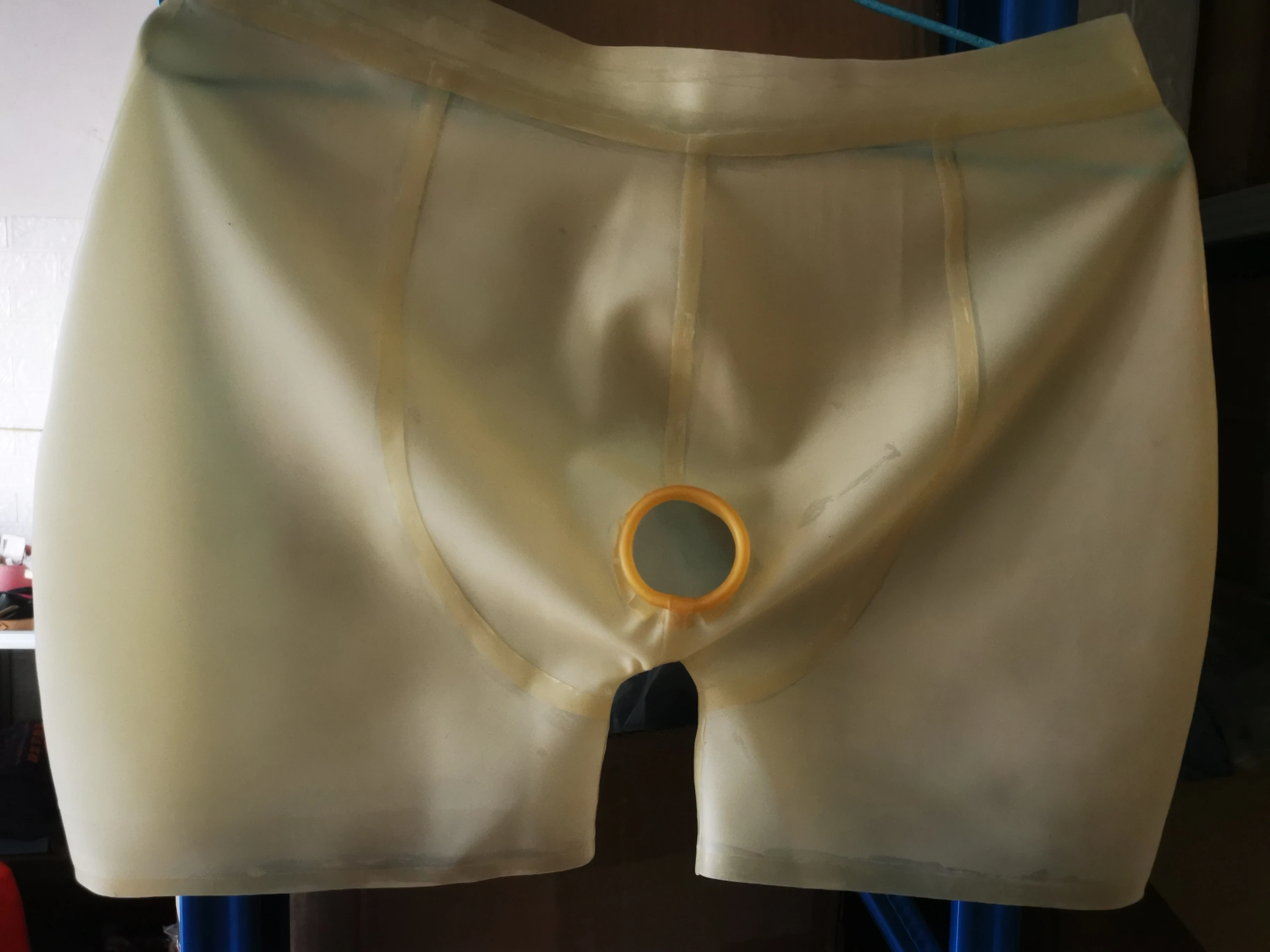 latex Shorts  New design Boxes  fetish  Underpants Bermuda men with hole for penis security sexy safe Pants natural