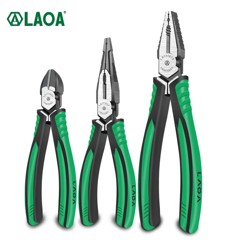 LAOA Combination Pliers CR-V Diagonal Pliers Long Nose Wire Cutter Side Cutter Cable Shears Electrician Professional Multi Tools