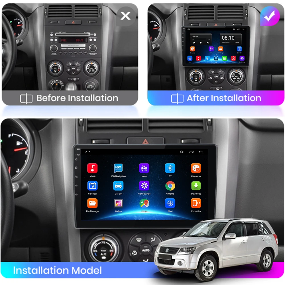 Android 10 Car Radio for Suzuki Grand Vitara 3 2005 2012 2013 2014 2015 Multimedia Player Navigation GPS 2 Din Stereo DVD