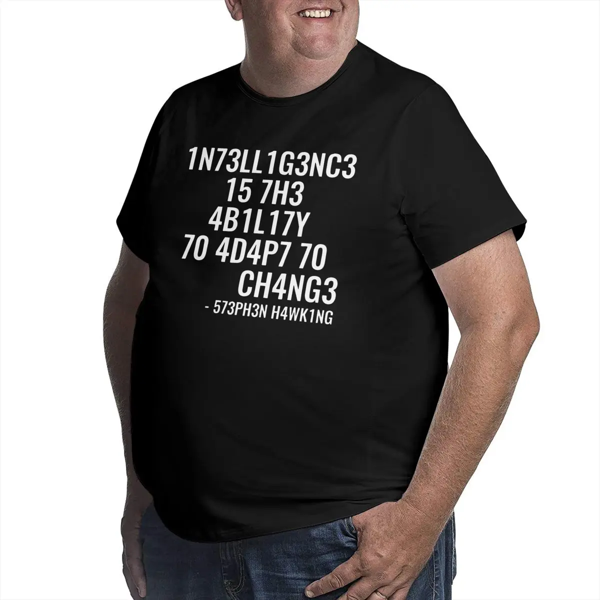 Men Intelligence T Shirts Intelligence is The Ability to Adapt to Change Clothing Big Tall Tee Shirt Big Size 5XL 6XL T-Shirts