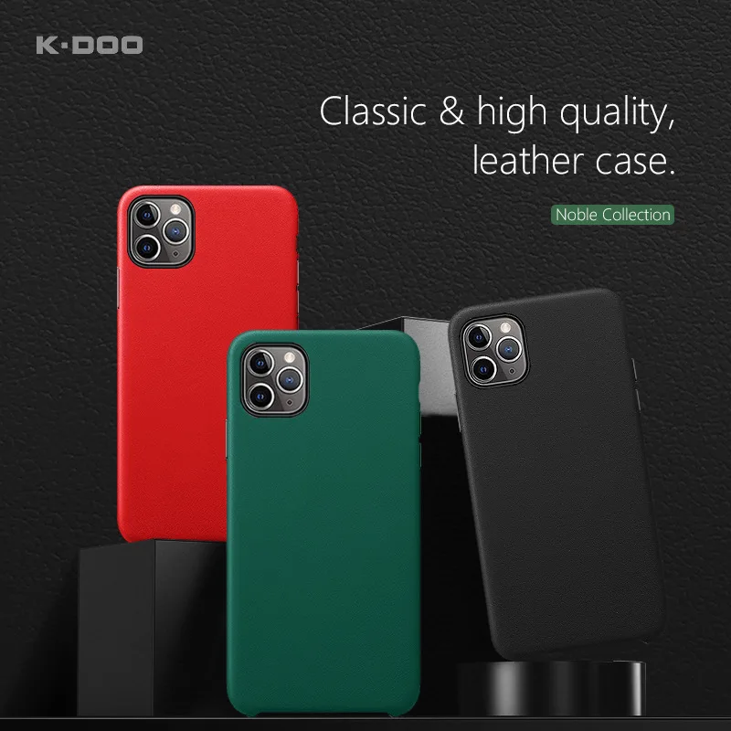 K-DOO-Noble Collection Back Cover, Anti-dust Metal Buttons,Original Pu Leather Plain Phone Case for iPhone 11,11Pro,11Pro Max