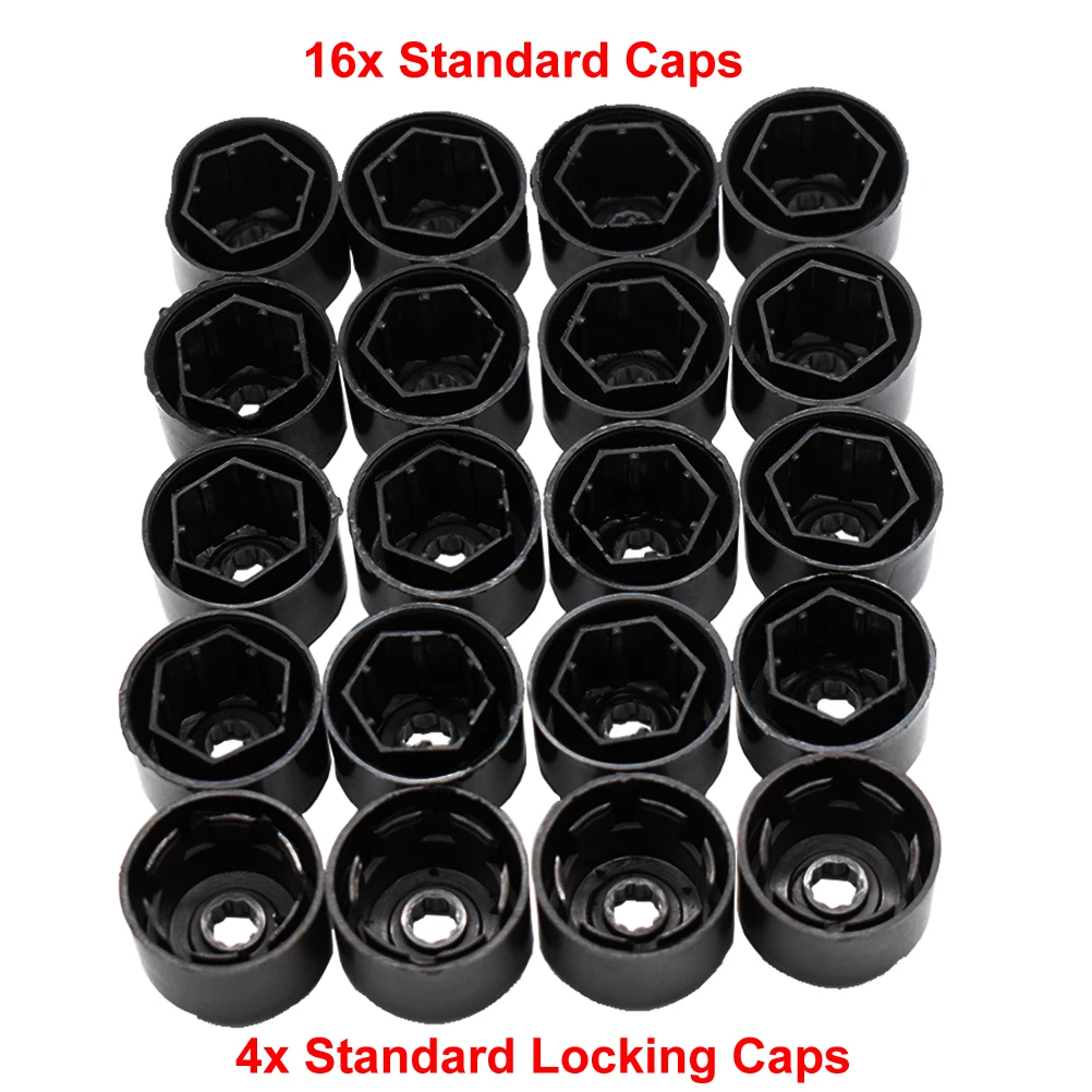 20x Wheel Nut Bolt Cap Full Cover w/ Removal Tool 28mm For VW Beetle EOS Golf Passat Wheel Lug Screw Caps Protector Accessories