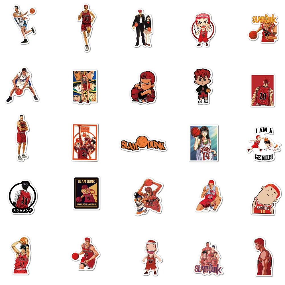 10/30/50Pcs Japan Slam Dunk Anime Stickers Classic Japanese Cartoon Waterproof PVC Laptop Bicycle Luggage Phone Stickers Decal