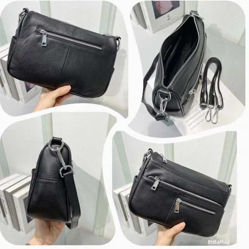 Simple Women Leather Bag Soild Casual Genuine Leather Shoulder Messenger Bag Female Totes Handbag Cowhide Lady Crossbody Bag