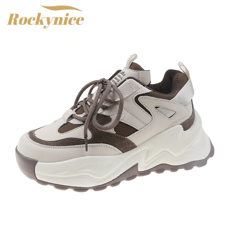 

Women's Chunky Sneakers Thick Bottom Platform Vulcanize Shoes Fashion Breathable Casual Running Sport Dad Shoes for Woman Female