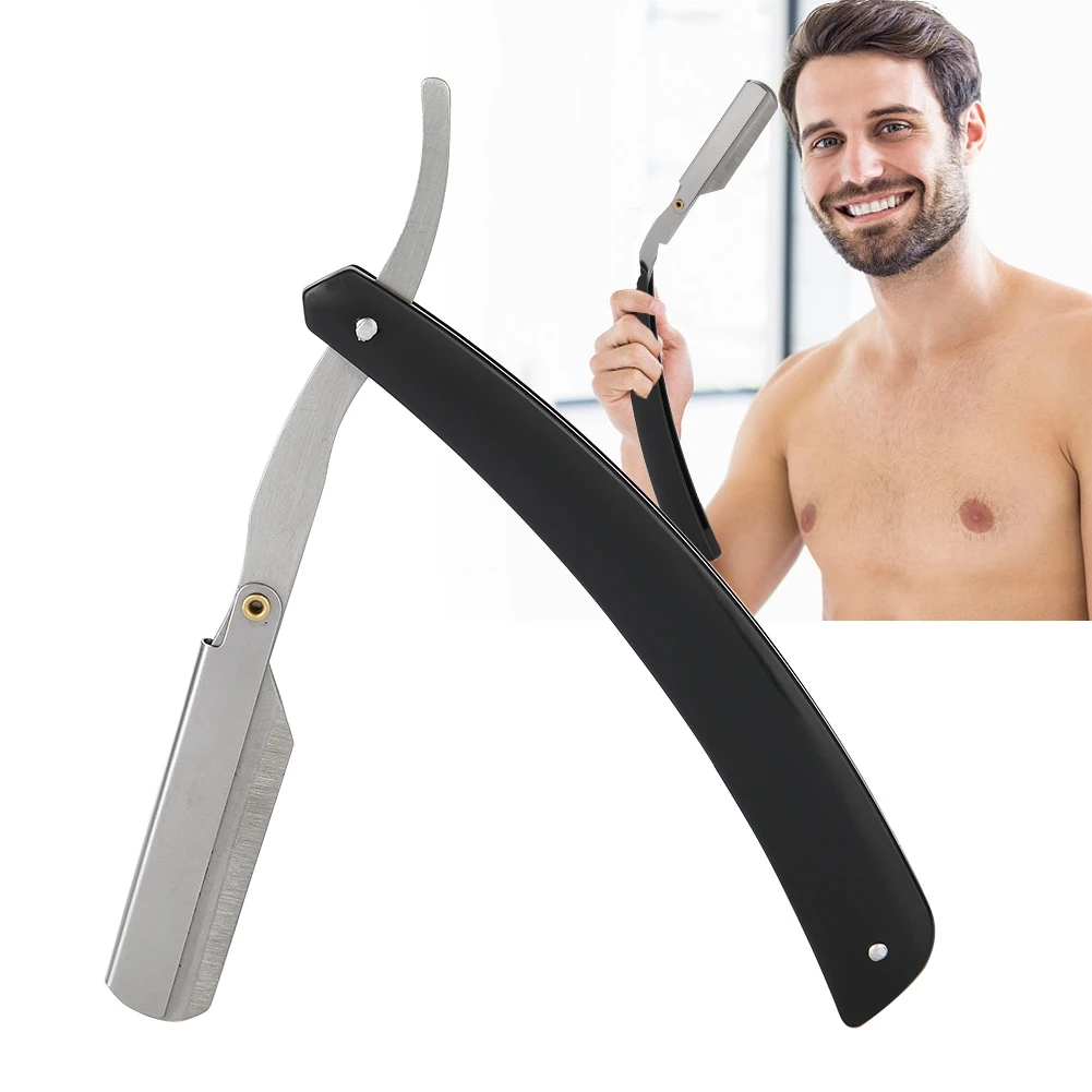 Navaja de afeitar de acero al carbono, herramienta de afeitado plegable para Barbero y peluquería