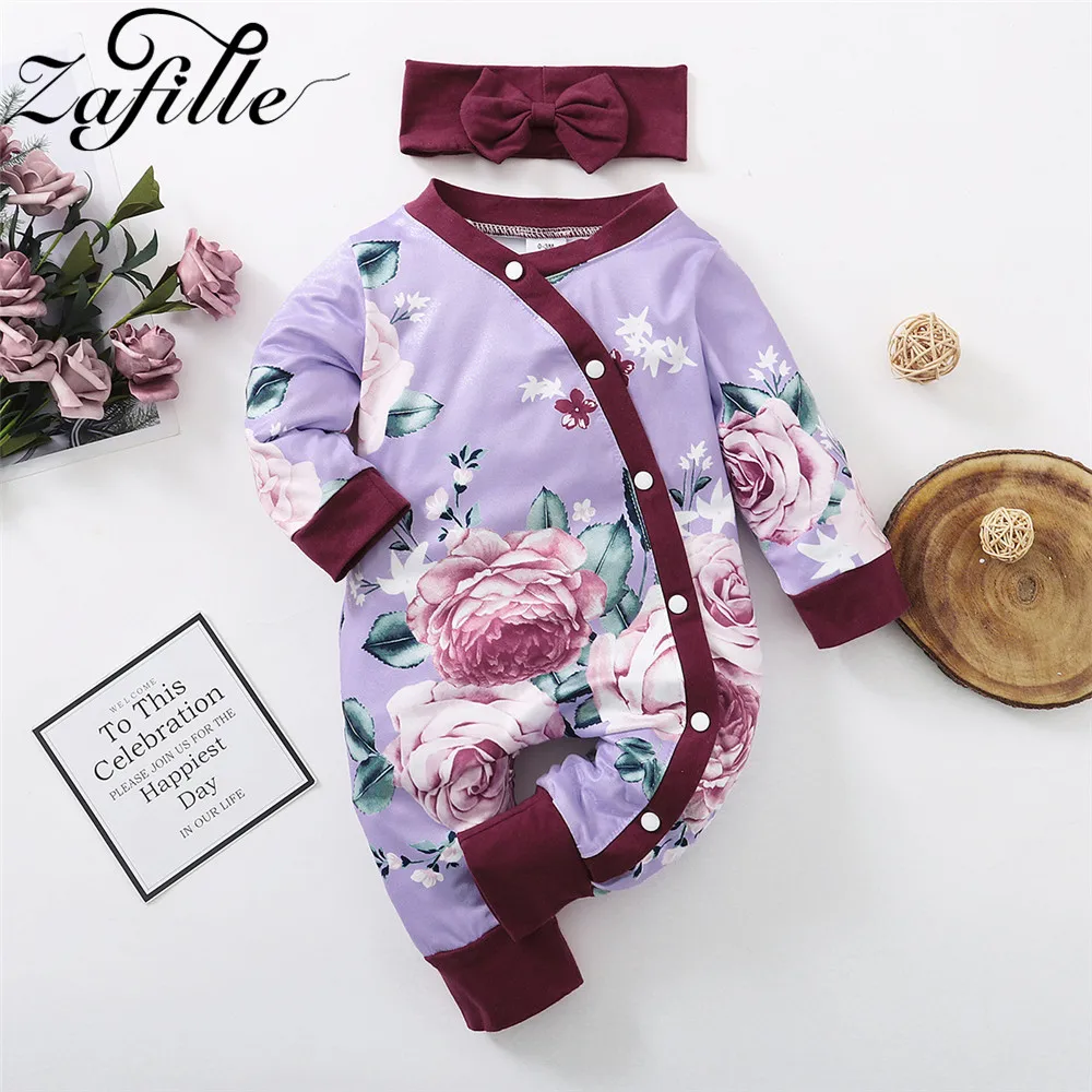 

ZAFILLE Baby Girl Clothes 0-12 Months Floral Ruffles Winter Jumpsuit For Newborns Overalls Girls Clothes For Kids Baby Rompers
