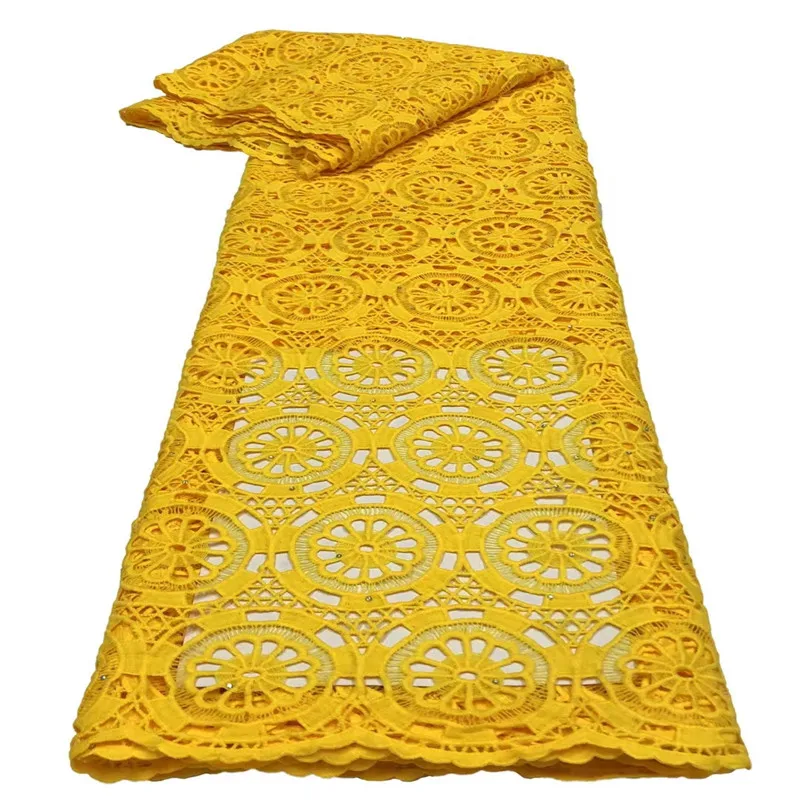 Embroidery Lace Yellow African Lace Fabric Swiss Voile Lace Nigerian Lace Fabric 5Yards Swiss Lace Fabric Cotton Fabric