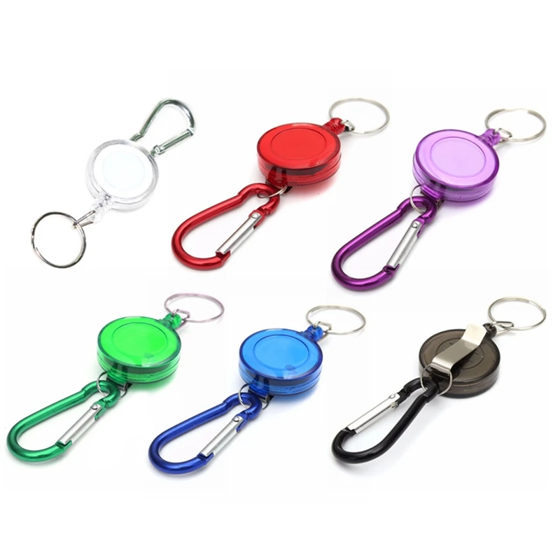 Fly Fishing Key Ring Retractable Retractor Extractor Keeper Tether Elastic Reel Anglers Badge Holder Keychain Fishing Tackle