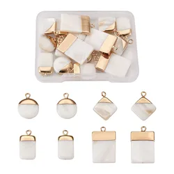 12~100pcs/box Mix Shape Electroplate Natural Freshwater Shell Pendants For DIY Bracelet Earring jewelry making Decor Accessories