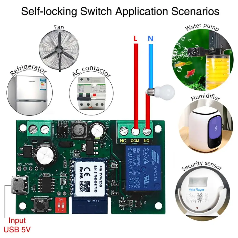 Tuya 와이파이 무선 릴레이 모듈 차고 단방향 인칭 타이머 스위치, 스마트 앱 원격 제어 음성 구글 홈 알렉사