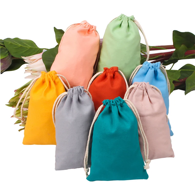 10pcs/lot Natural Cotton Bags For Selection Fit For Wedding Gift Candy Small Pouch Eyelashes Makeup Drawstring Sachet