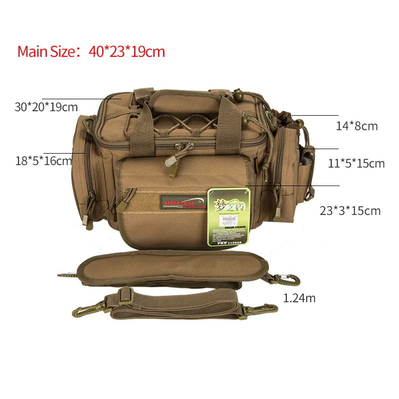 Imagem -04 - Dream-multi-function Bolsa Pesca Impermeável Outdoor Tackle Bolsa Super Grande Capacidade 1200d Nylon 40x23x19cm