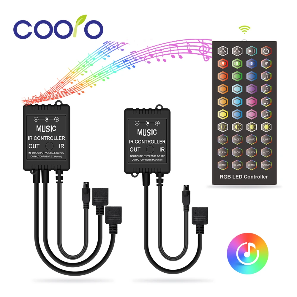 Nieuwe Led Controller 40 Toetsen Muziek Geluid Sensor Controller Led Verlichting Controller Ir Remote Dimmer DC12V Voor Rgb 3528 5050 led Strip