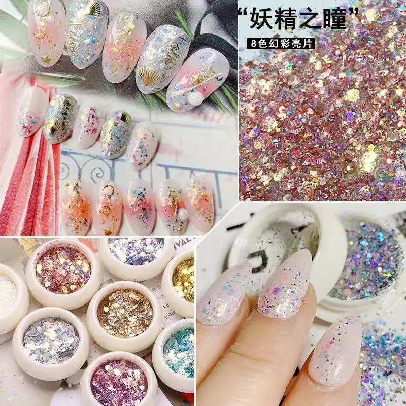 Lantejoulas para manicure e pedicure 3g/garrafa, acessórios para decoração diy 3d de unhas e casamento