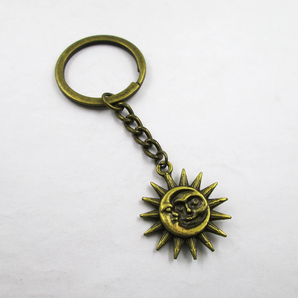 3pcs/lot  Sun and Moon 25x30mm charms keyring best frined,birthday  present ,pendant keychain