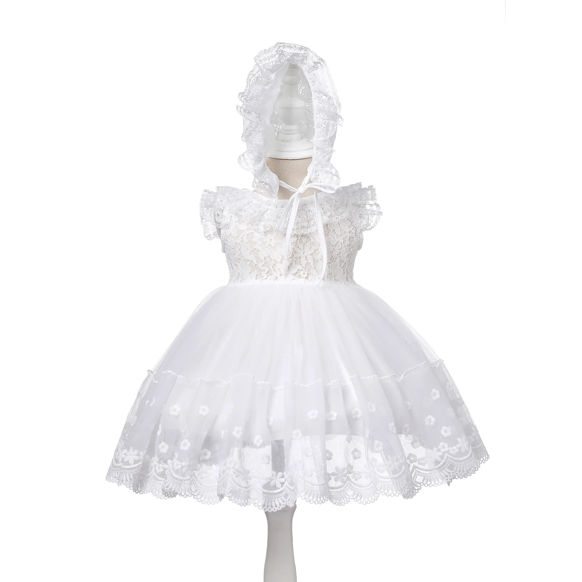 

Платье для новорожденных девочек HETISO, белое бальное платье для крещения, праздничное платье для девочек 1-2 лет на день рождения