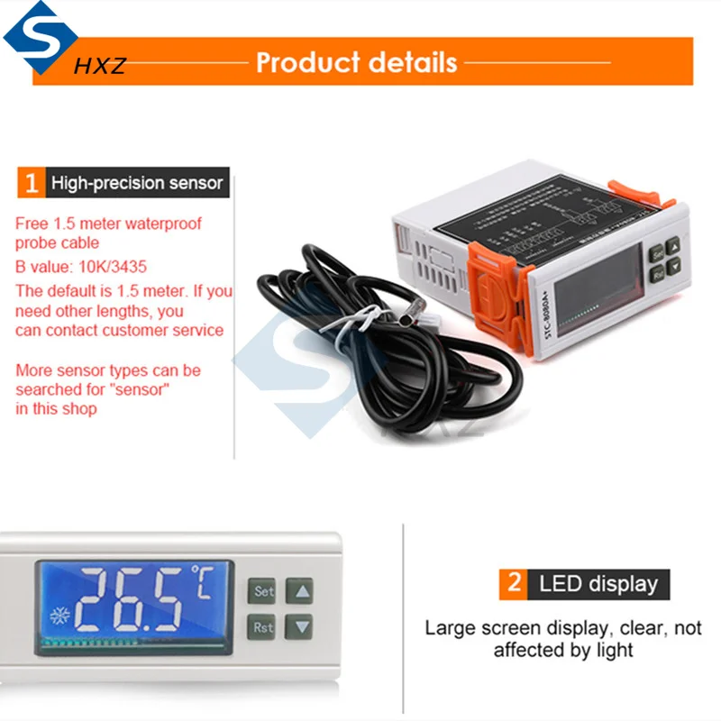 STC-8080A + الرقمية متحكم في درجة الحرارة تيار مستمر 12/24 فولت التيار المتناوب 220 فولت توقيت التلقائي تذويب ذكي ترموستات 10K/3435