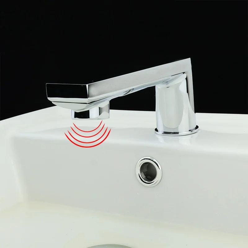 

Deck Mounted 59# Brass Chrome Plated Automatic Sensor Faucet Bathroom Basin Touchless infrared Faucet Hot Cold Tap Sensor Crane