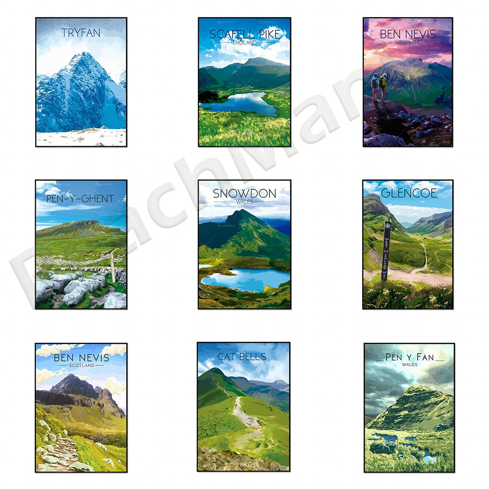 Ben Nevis prints, hiking, national park poster, mountains, climbing, outdoor, Scotland, Fort William, walking, Three Peaks Chall