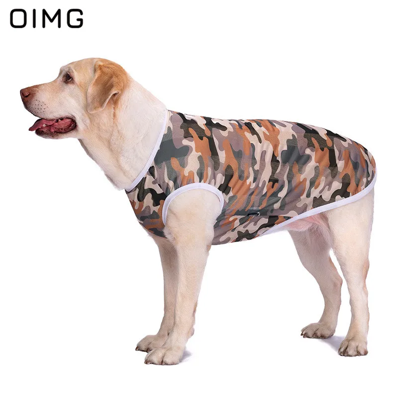 

OIMG Big Dog Clothes Labrador Golden Retriever Mesh Breathable Large Dog Sleeveless Shirts Sun Protection Camouflage Dog Clothes