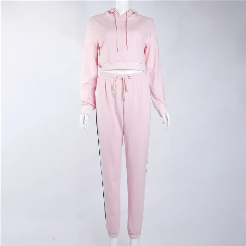 2pcs Women Set Outfits Long Sleeve Hoodie Sweatshirt Top + Long Pants Ladies Casual Sports Sweat Suit Tracksuits