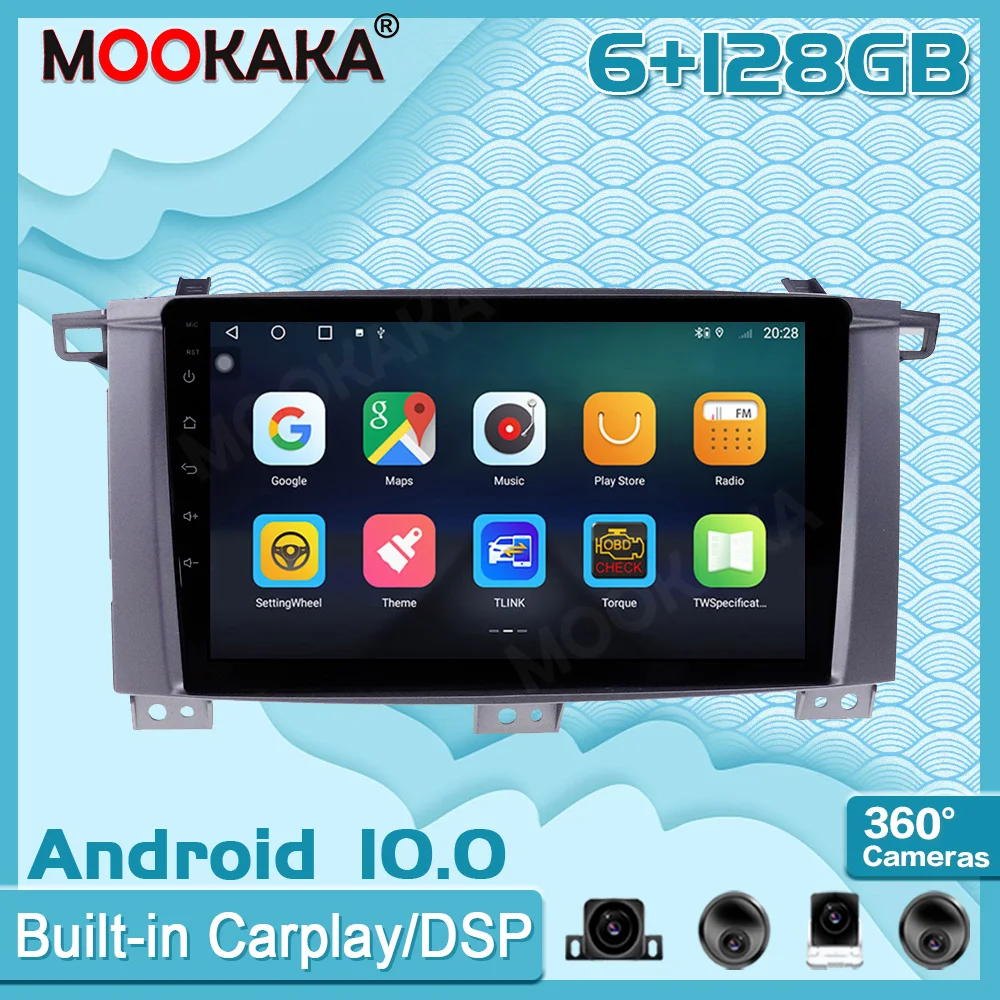 6+128G Android10 For Land Cruiser LC100 2002-07 Carplay Radio Multimedia Player Car GPS Navigation Head Unit with Screen Stereo