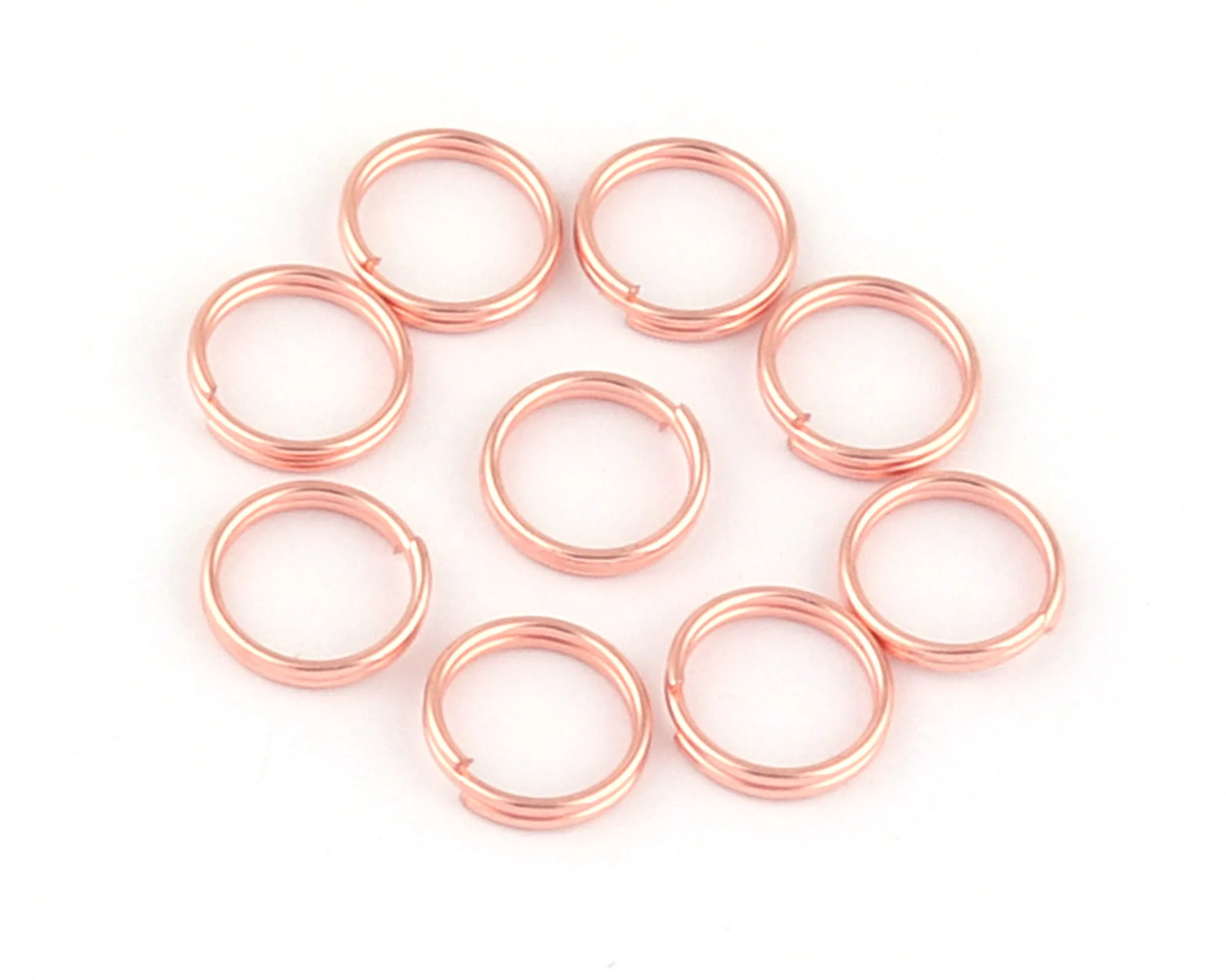 10mm Rose Gold Double Split Ring Purse Making Hardware Key Ring Hook Clip Jewelry Making Metal Clasp Connector Dog Collar