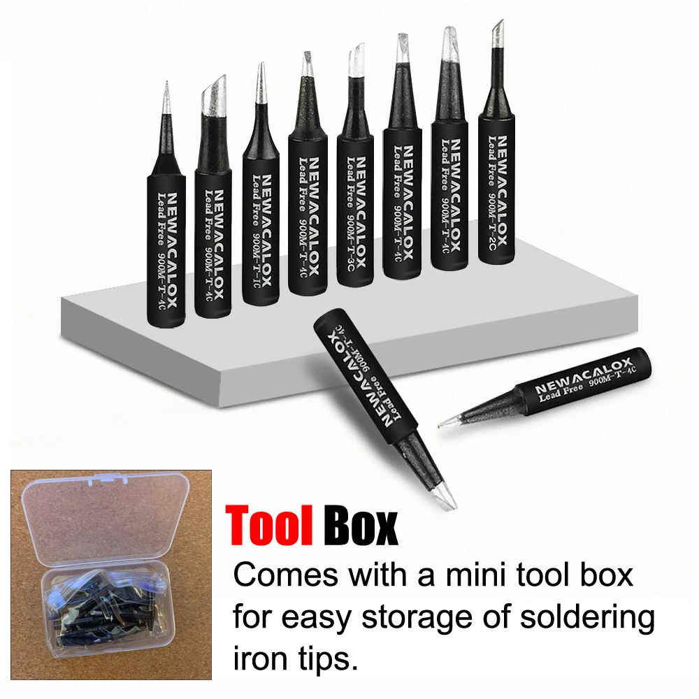 NEWACALOX 16Pcs Lead-free Soldering Iron Tips 900M-T Welding Tips for 936,937,907,HAKKO,Yihua Soldering Iron/Soldering Station