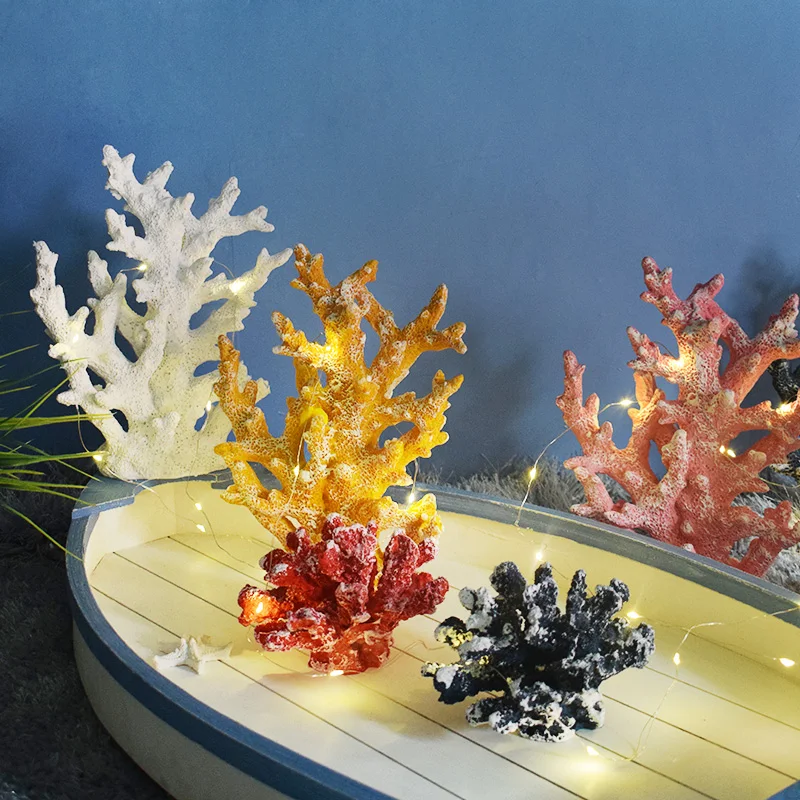 

2021 Mediterranean style resin fake coral tree decoration ornaments aquarium landscaping ocean style theme decorations