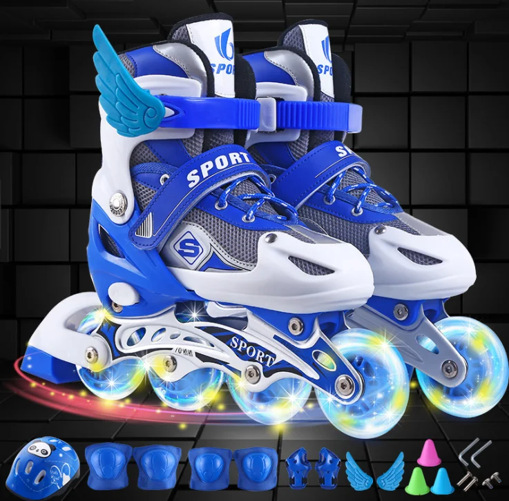 Roller skates children's full flash suit roller skates skate shoes outdoor adult in-line adjustable male and female skates