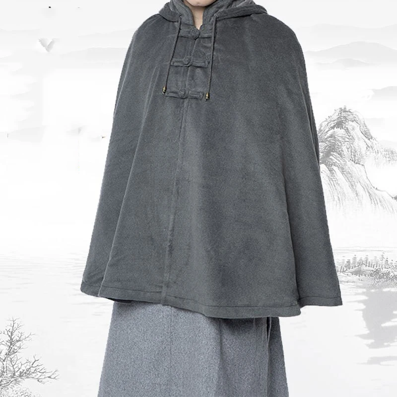 Chinese Buddhism Products Lay Master Monk Meditation Cape Martial Arts Kung Fu Tai Chi Outer Coat