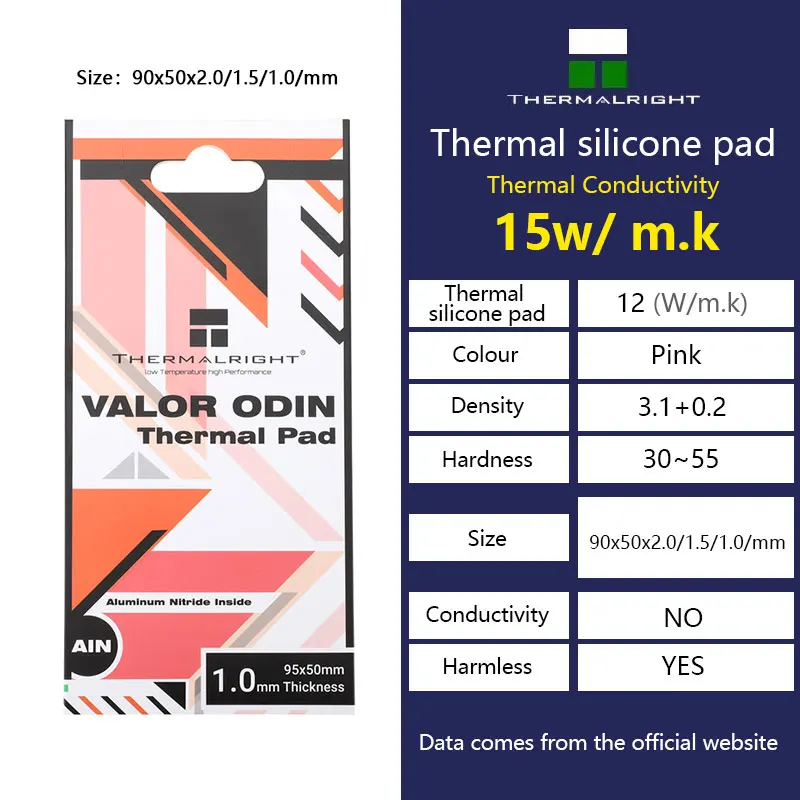 

Thermalright VALDR ODIN Thermal Silicone Pad CPU/GPU Graphics Card Thermal Pad 15w/mk Motherboard Silicone Grease Pad Multi-Size