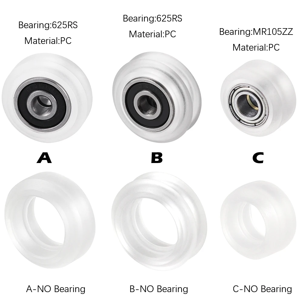 10pcs High precision CNC clear PC Polycarbonate Xtreme v Mini wheel for Openbuilds v-slot linear rail system