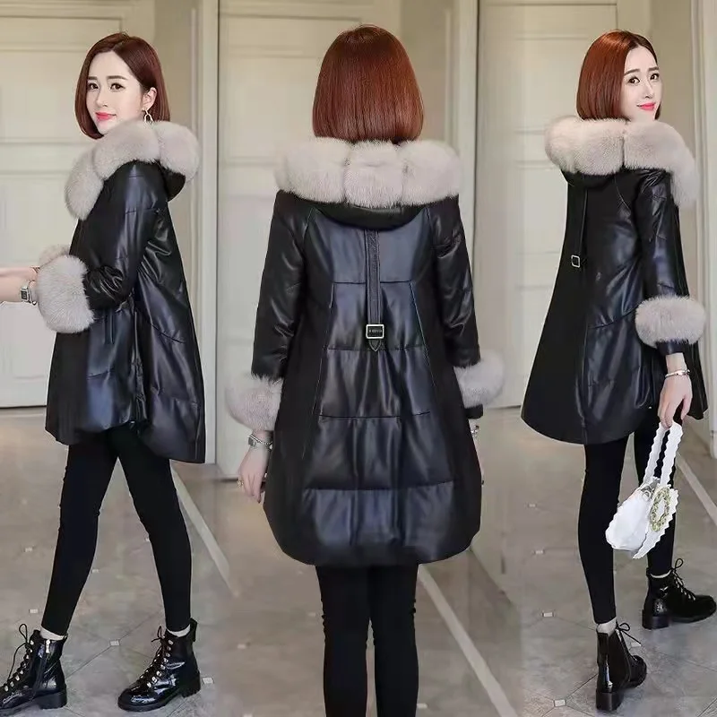 Winter Leather Jacket women New Imitation Sheepskin Leather Coat 2023 Ladies Small, Medium and long section