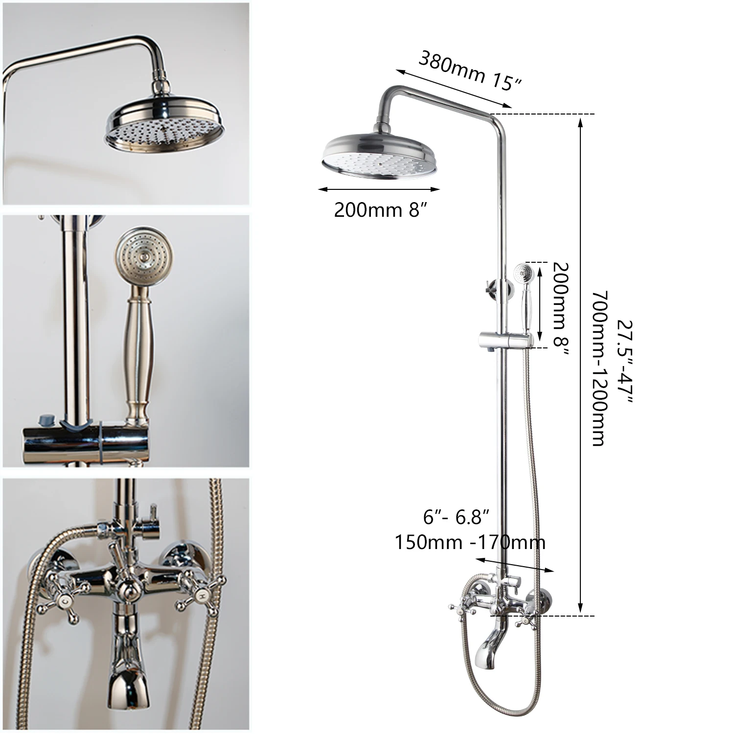 Monite Chrome Polished Bathroom Shower Set Lotus Rain Shower Head Bath Solid Brass Rainfall Shower Mixer Hand Shower Faucet