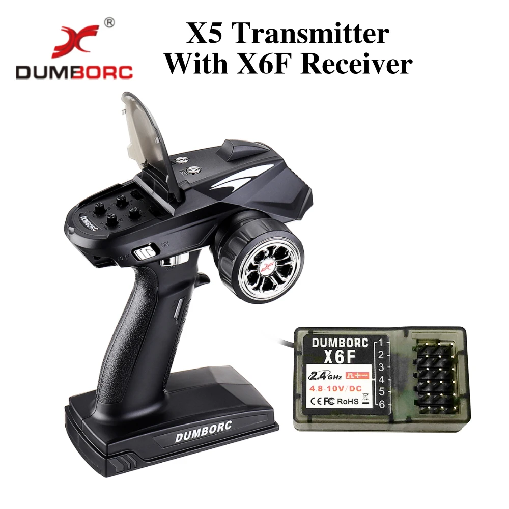 DUMBORC-Transmetteur Radio X5 2.4G 5CH, Contrôleur avec Récepteur X6F pour Bateau et Voiture RC